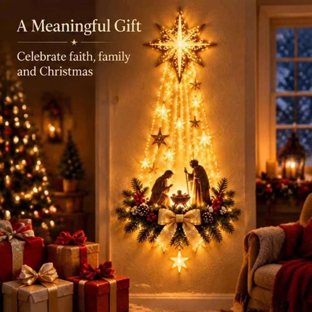 Lighting Christmas Decor - Bethlehem Star of Faith Lighted Nativity