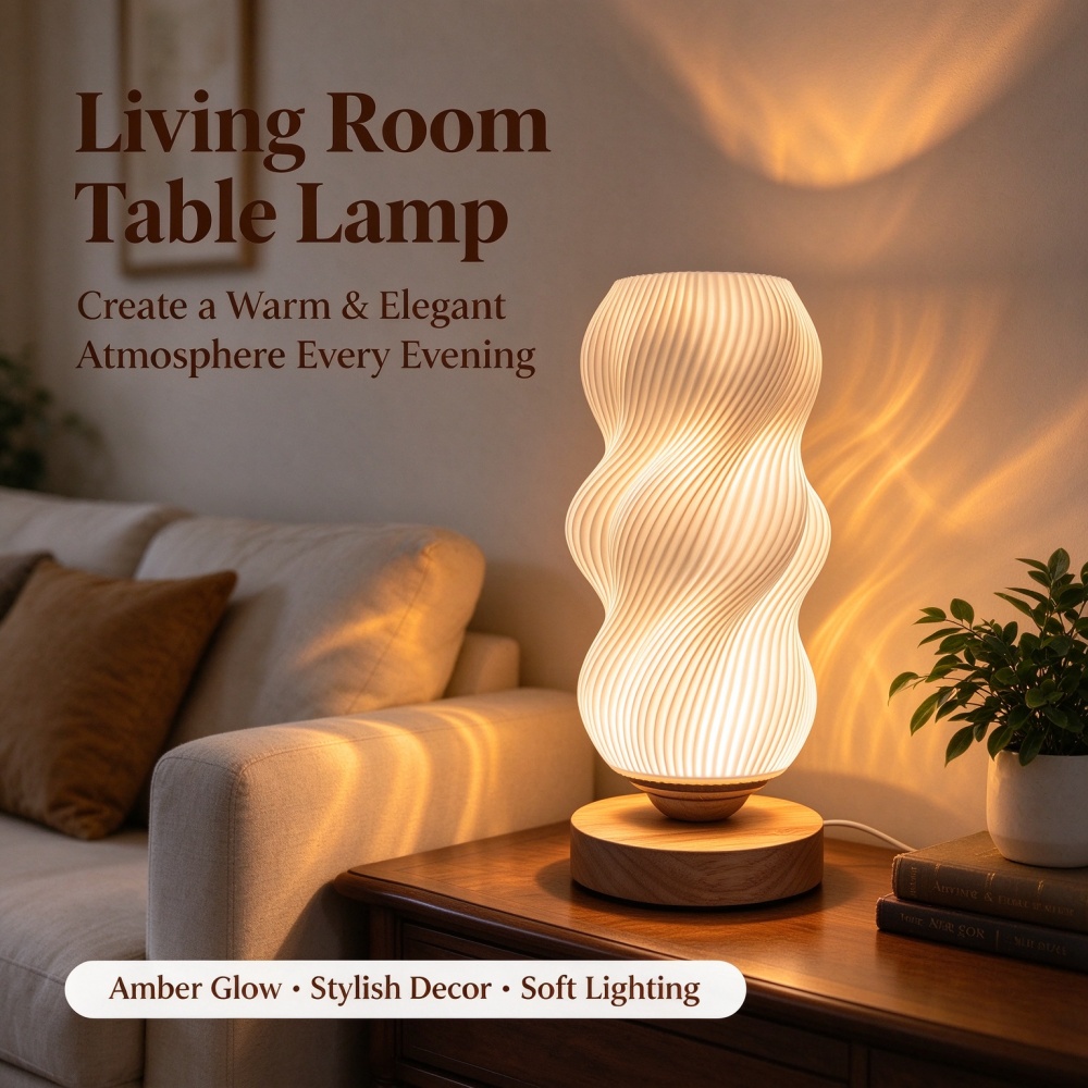 3D Printed Wave Texture Night  - Lighting Decor Bedroom recension och pris
