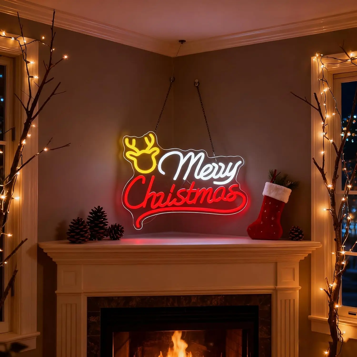 Merry Christmas Reindeer Neon  - Lighting Christmas Decor recension och pris