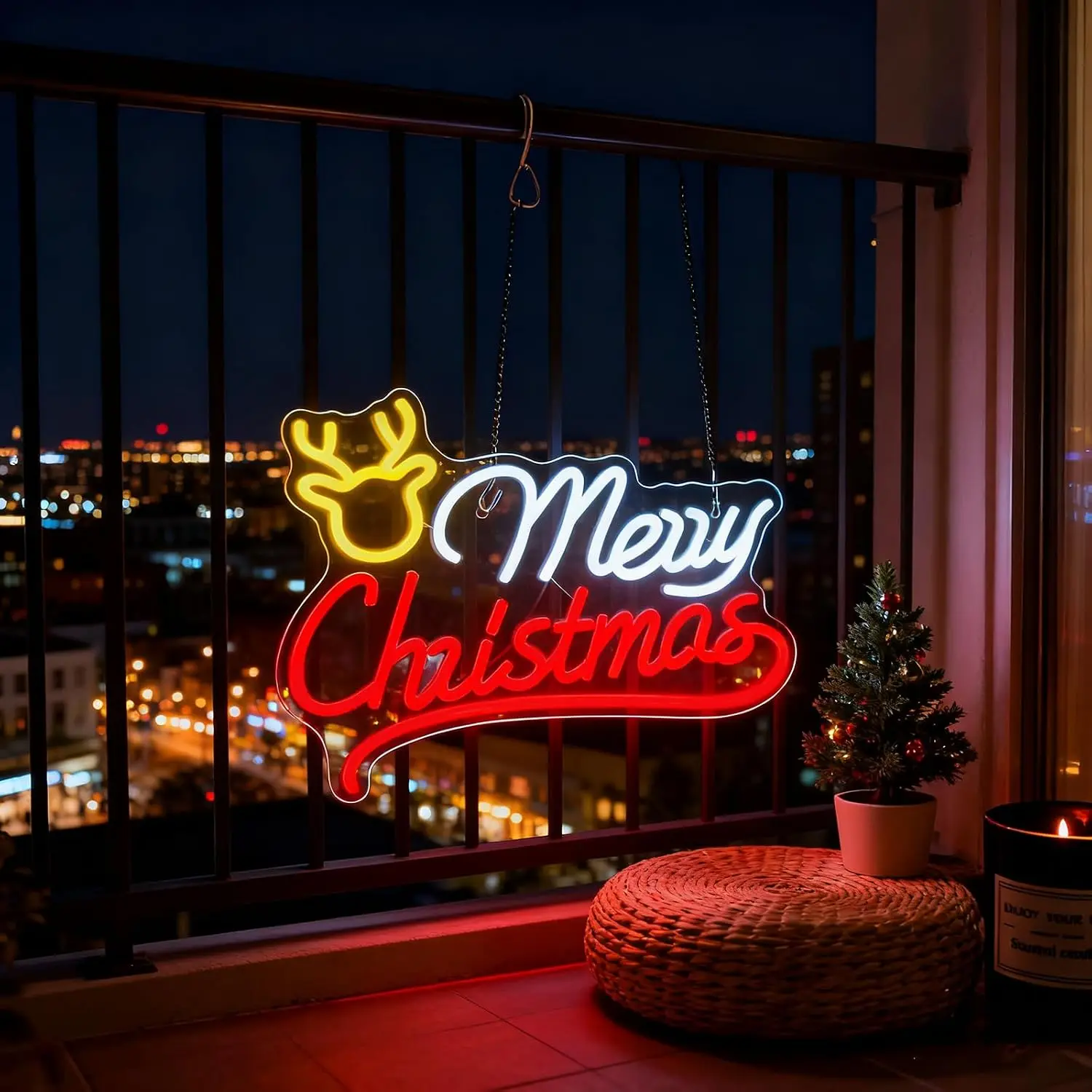Merry Christmas Reindeer Neon  - Lighting Christmas Decor recension och pris